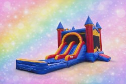 Blue Dual Fire bounce house and waterslide rental